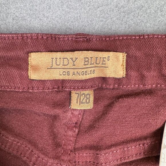 Judy Blue Garment Dyed Sz 7/28 Crop Jeans Wide Leg JB88752 Burgandy Oxblood Red - Picture 5 of 12